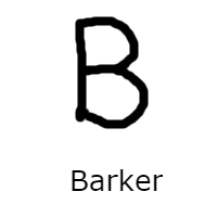 letter B, lines, circles